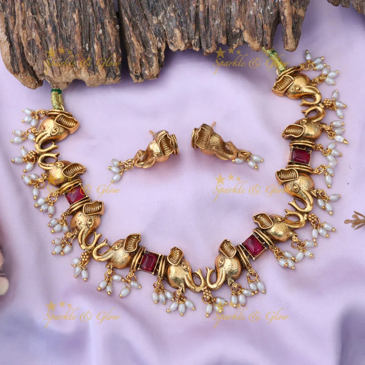 Exquisite Elephant Necklace Set | Perfect for Festive Season