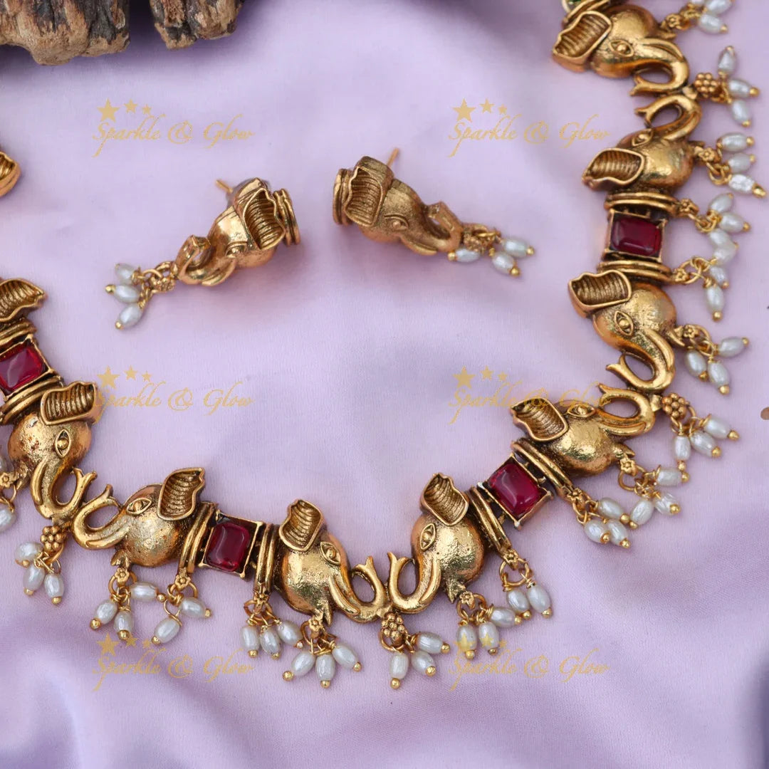 Exquisite Elephant Necklace Set | Perfect for Festive Season