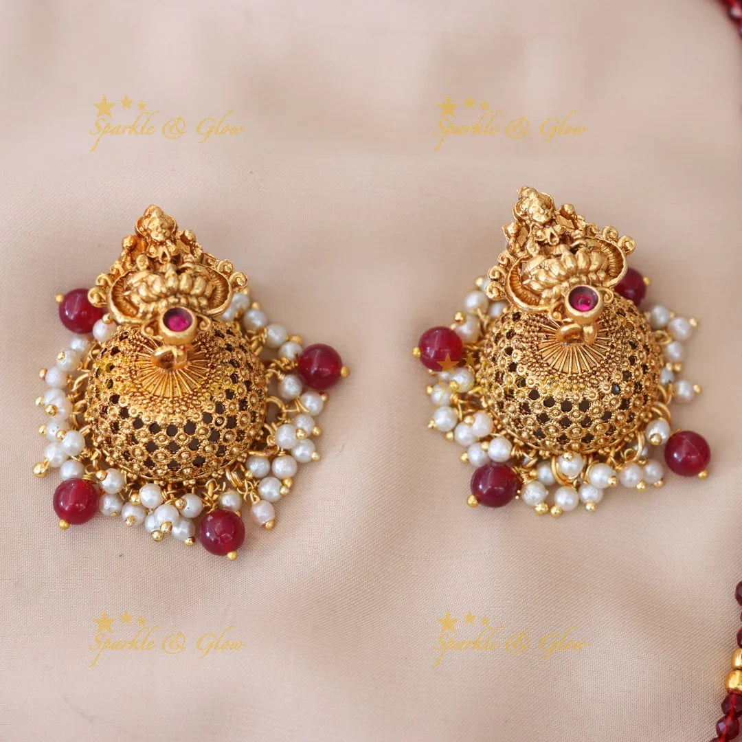 Elegant Temple Necklace Set with Earrings