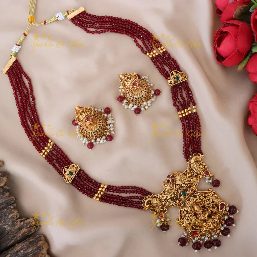 Elegant Temple Necklace Set with Earrings