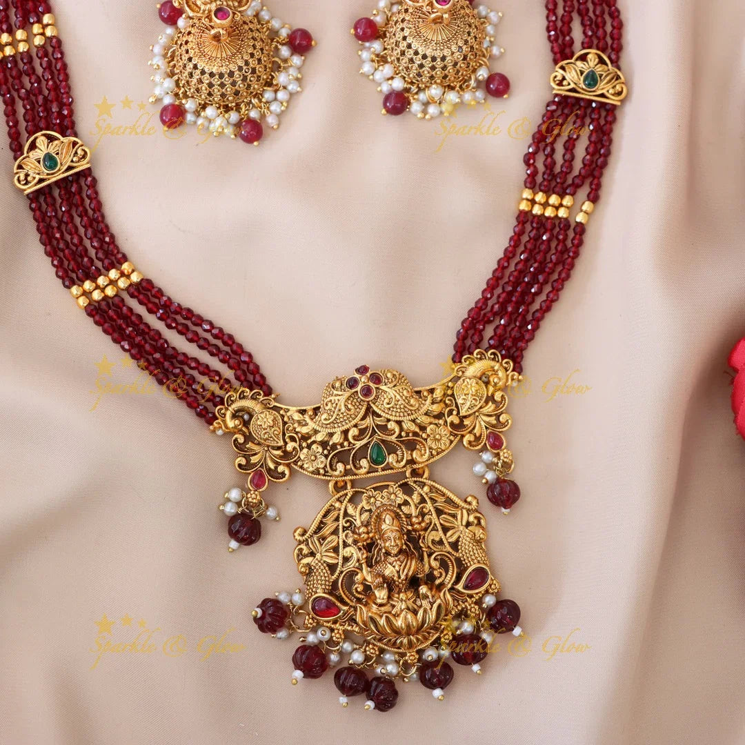 Elegant Temple Necklace Set with Earrings