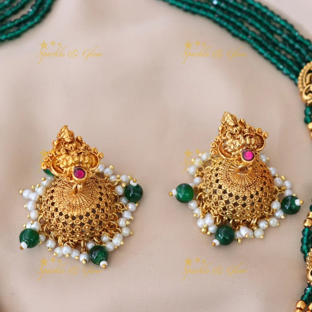 Exquisite Long Temple Necklace Set for Festive Celebrations