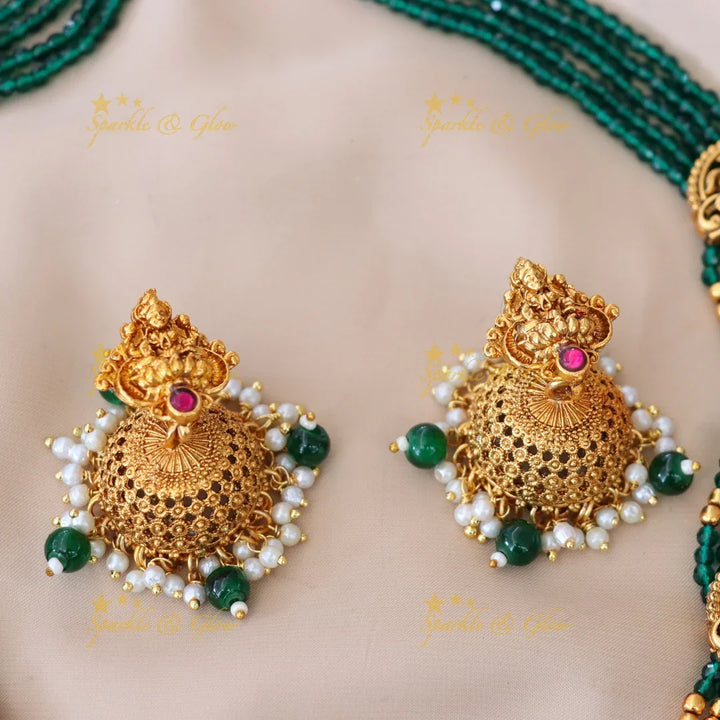 Exquisite Long Temple Necklace Set for Festive Celebrations