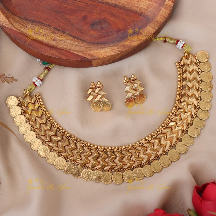 Elegant Gold Coin Necklace Set for Festive Celebrations