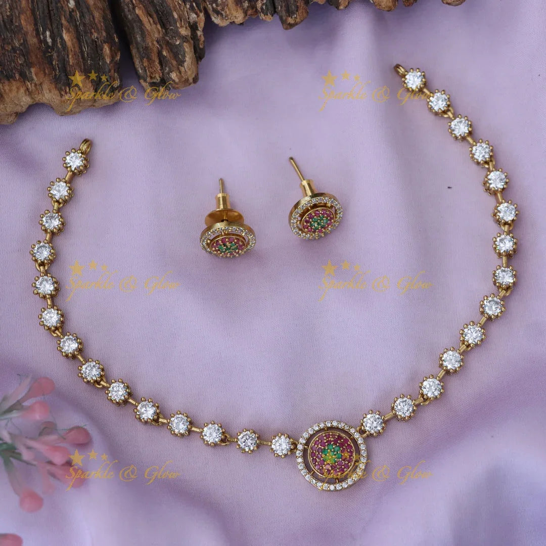 Exquisite Gold Imitation Necklace & Earrings Set