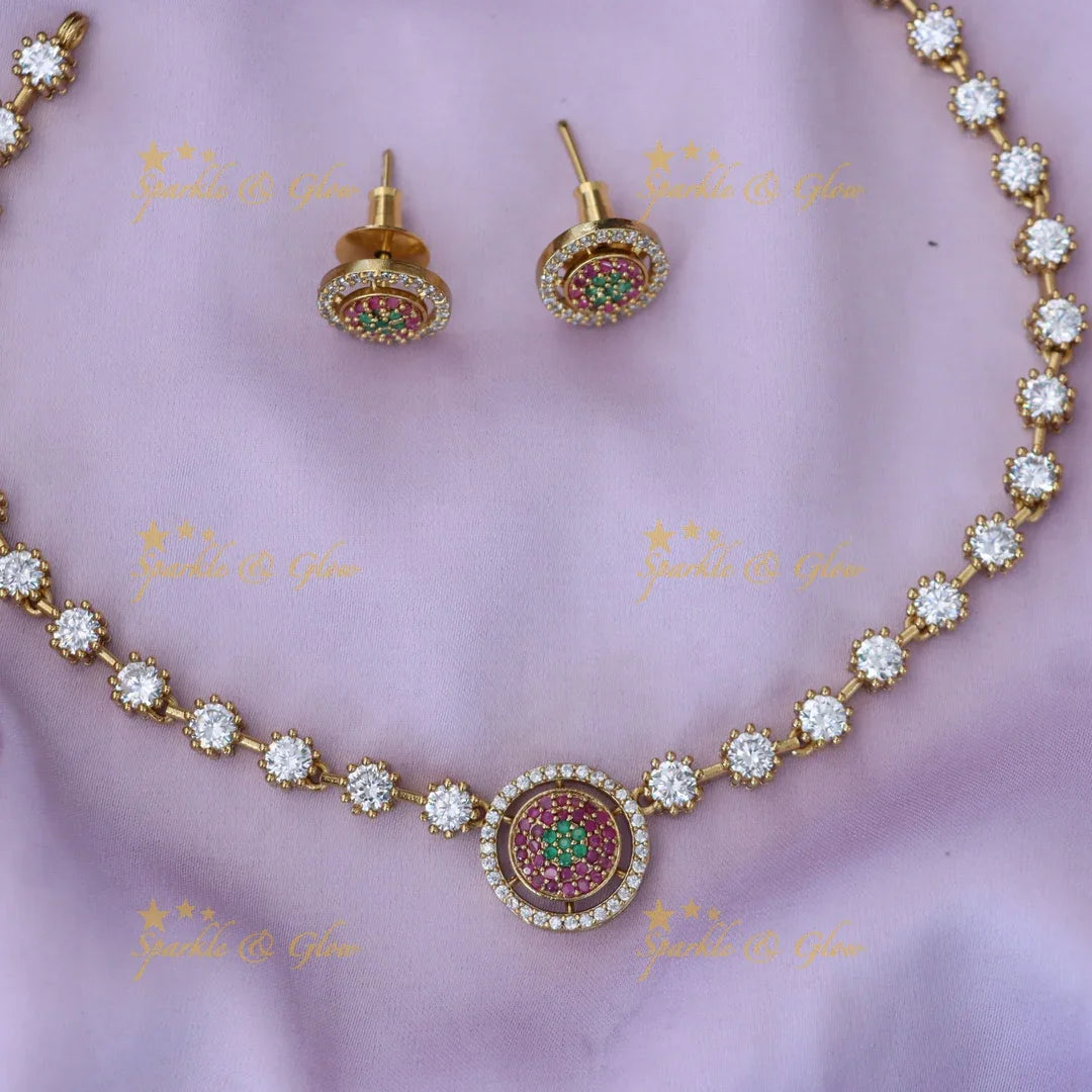 Exquisite Gold Imitation Necklace & Earrings Set