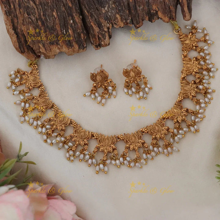 Elegant Gold & Pearl Short Necklace for Festive Occasions