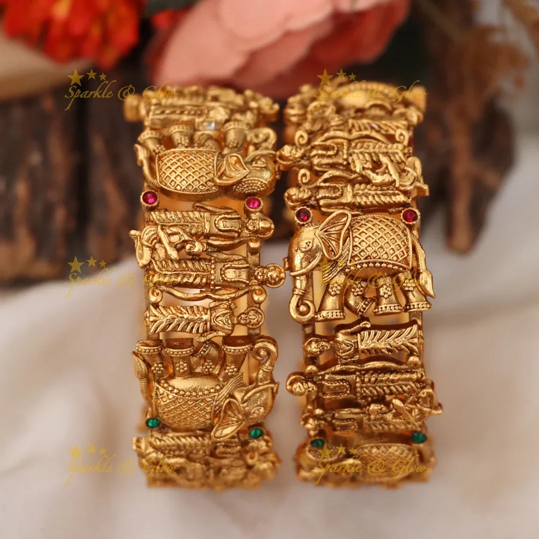 Exquisite Gold Plated Temple Screw Bangle - New Arrival