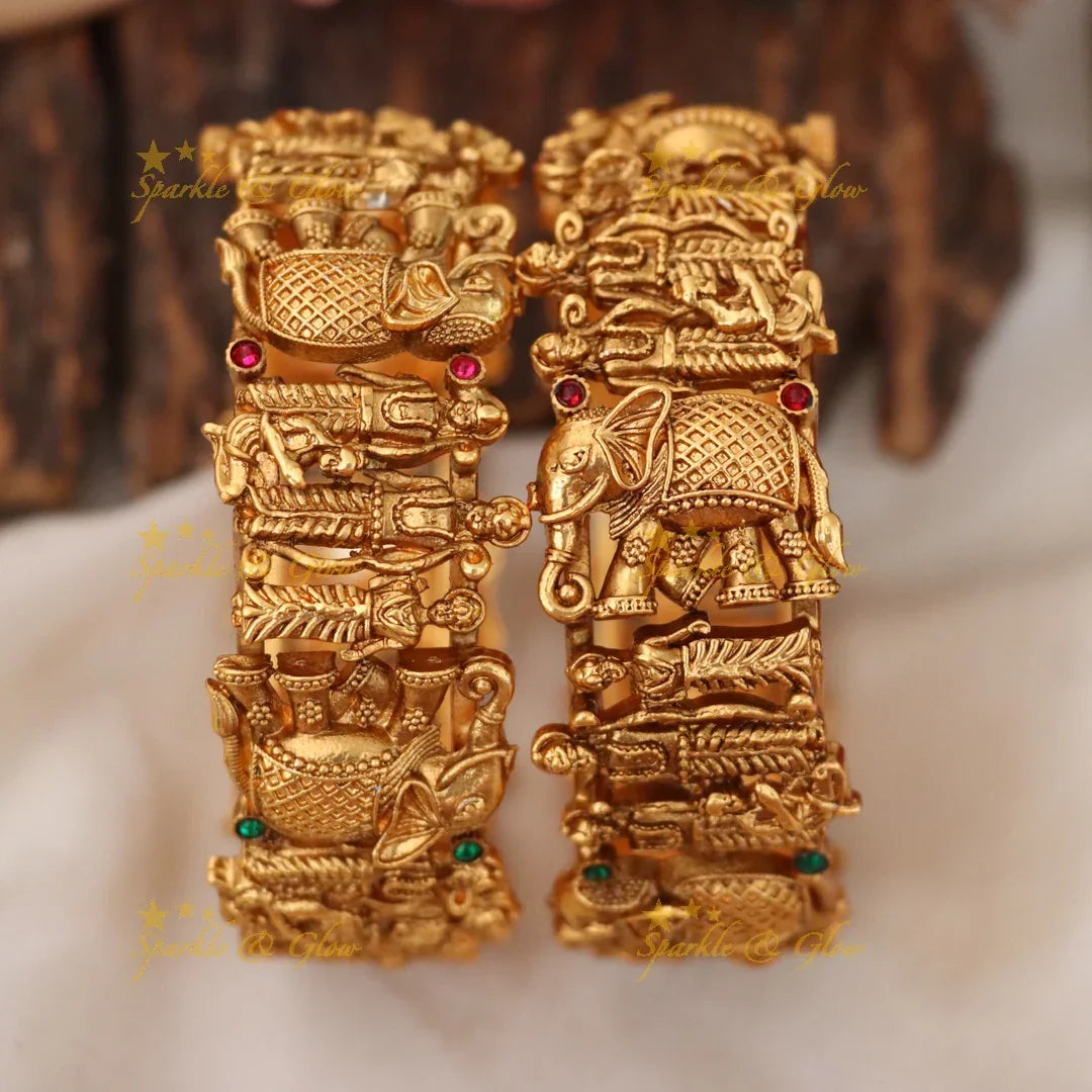 Exquisite Gold Plated Temple Screw Bangle - New Arrival