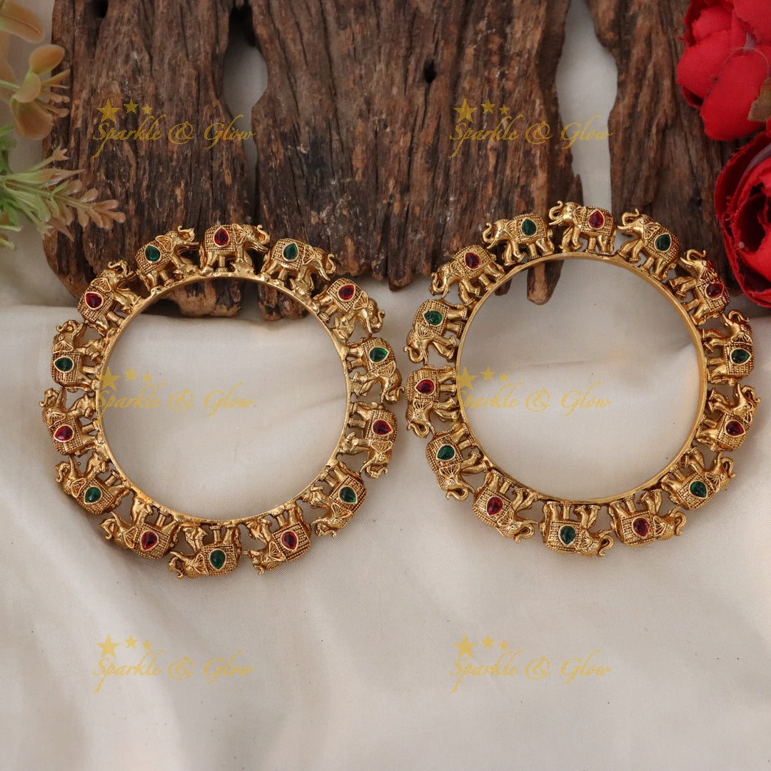 Elephant Motif Gold Bangles for Weddings & Festivities