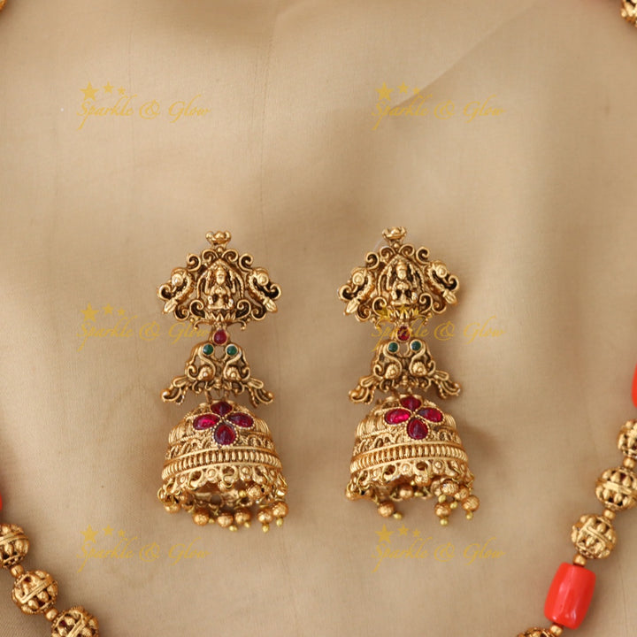 Exquisite Lakshmi Temple Necklace with Elephant Design