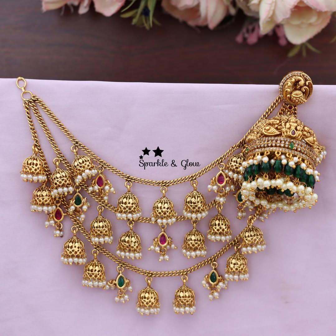 Elegant Peacock Earrings with Earchain Combo