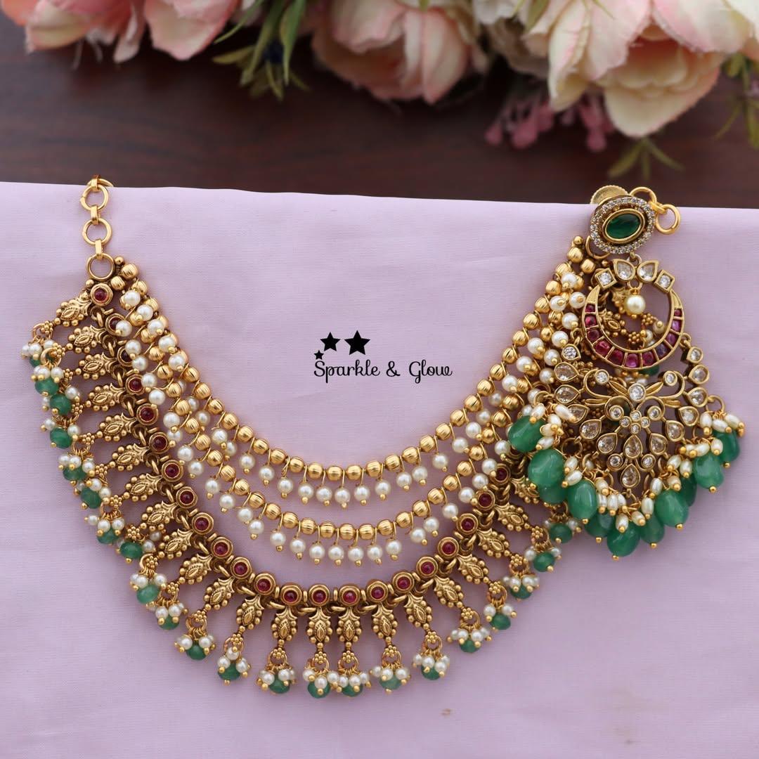 Exclusive Floral Kemp Beaded Earrings Earchain Combo