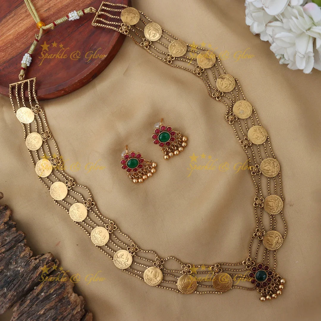 Lakshmi Coin Long Necklace - Perfect for Celebrations