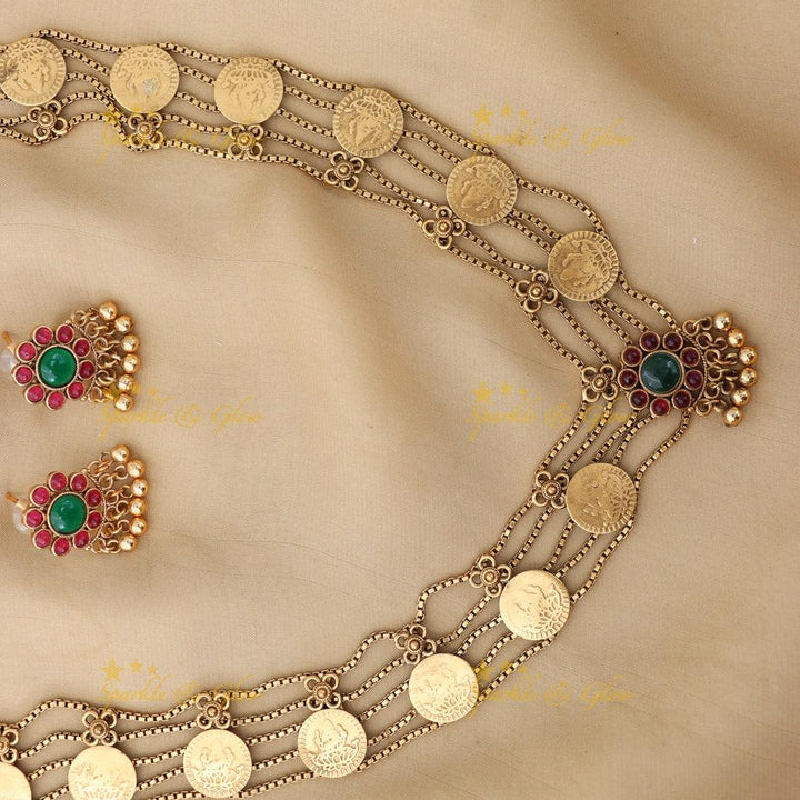 Lakshmi Coin Long Necklace - Perfect for Celebrations