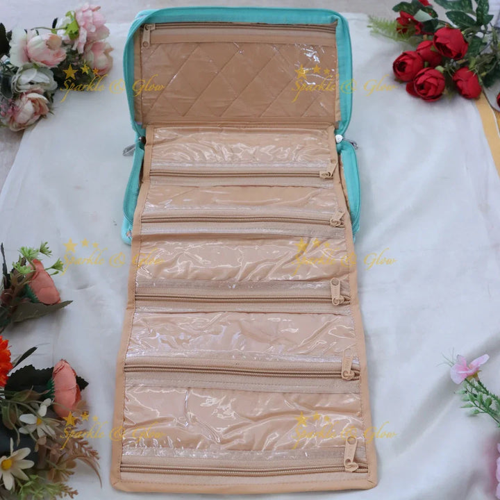 Elegant Red Embroidered Jewellery Organizer | Sparkle & Glow