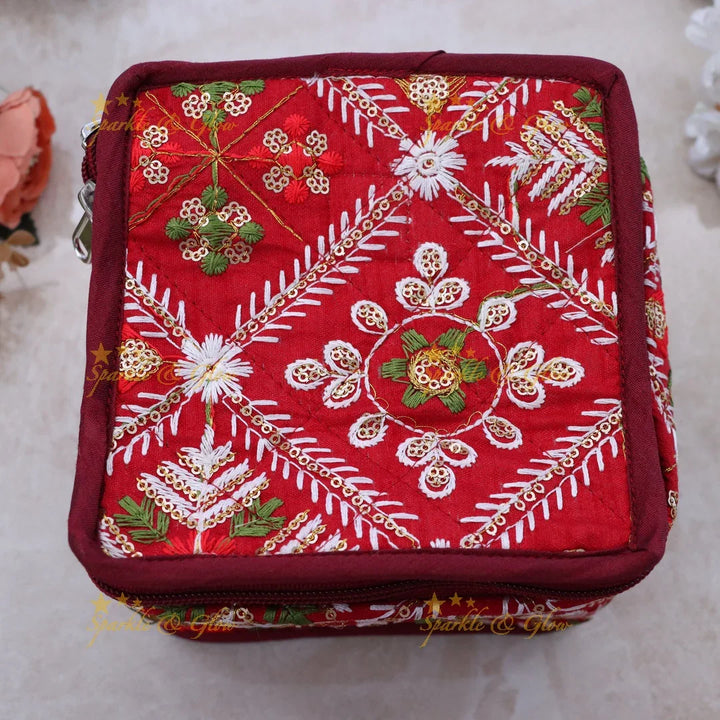 Elegant Embroidered Jewellery Organizer Box for Festivals