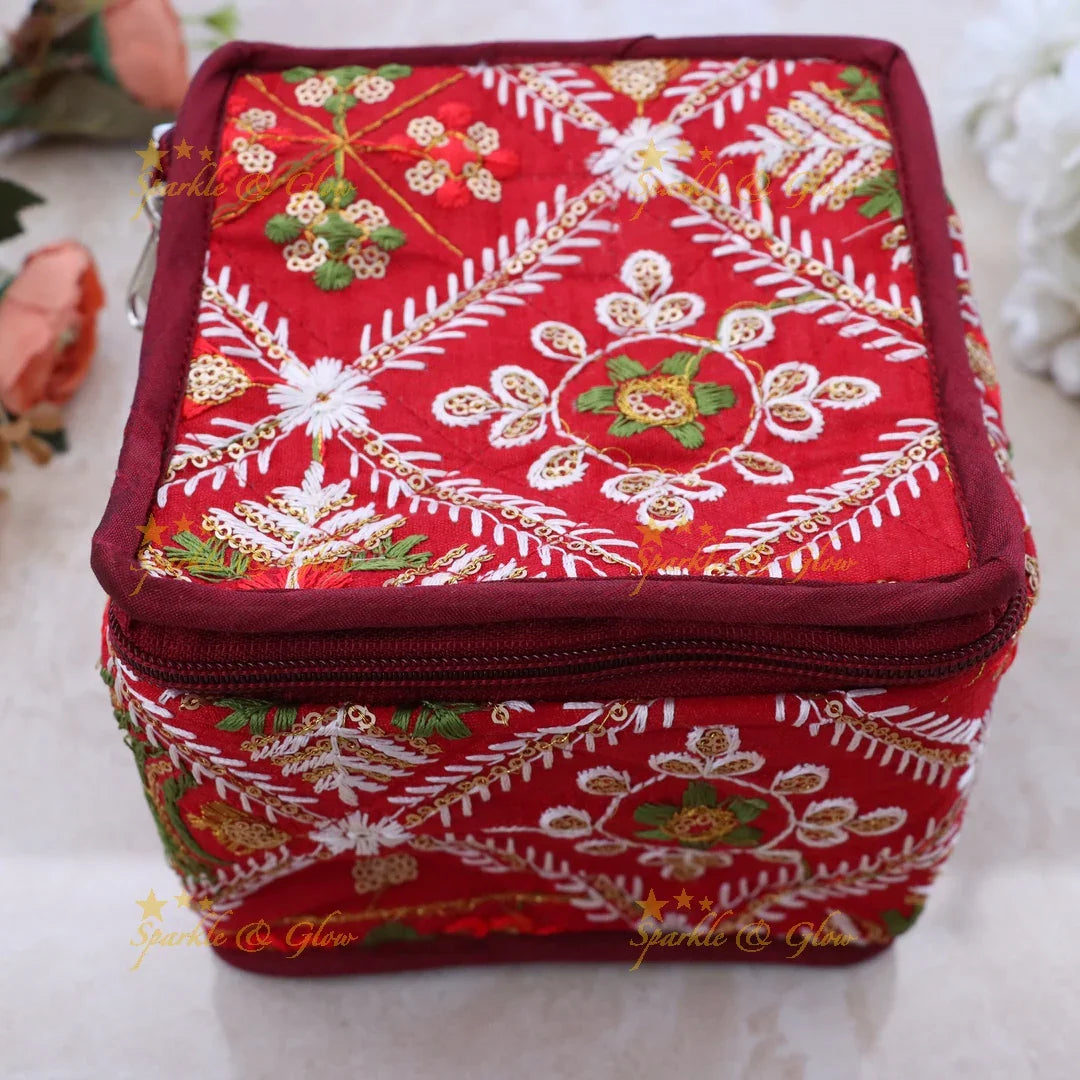 Elegant Embroidered Jewellery Organizer Box for Festivals