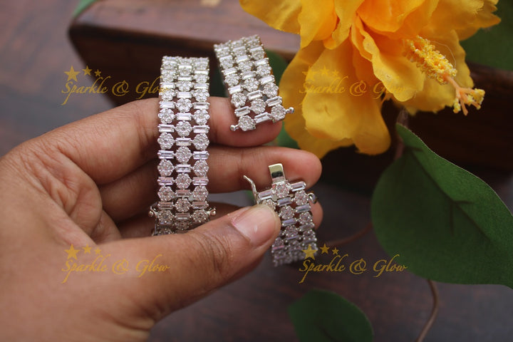 Silver  AD stone bangles a pair - 2.6