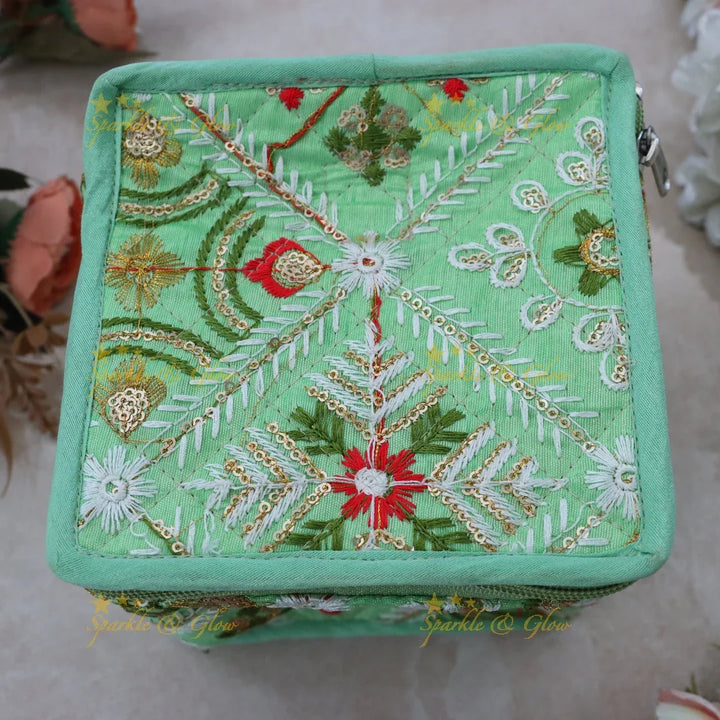 Elegant Embroidered Jewellery Organizer Box for Festivals