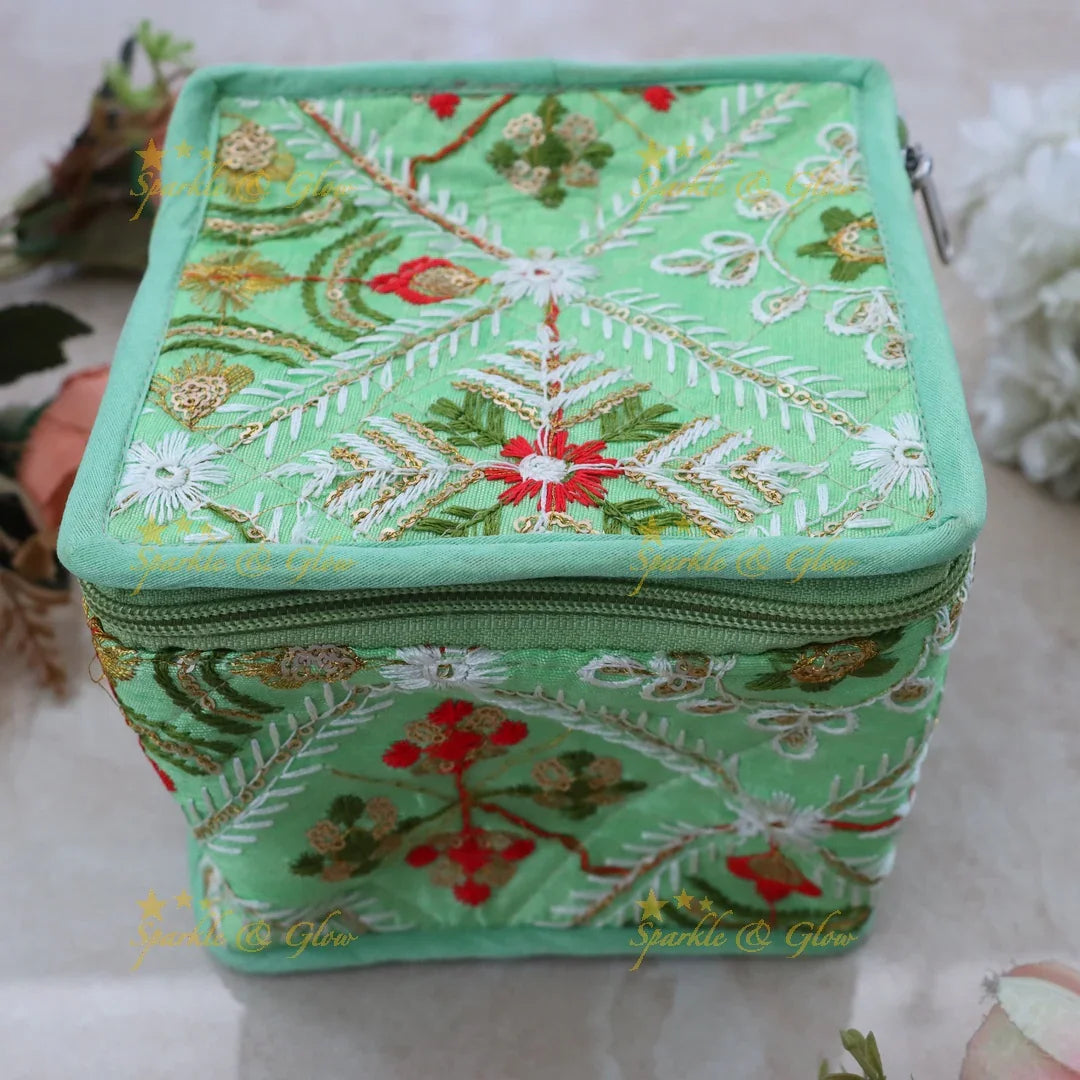 Elegant Embroidered Jewellery Organizer Box for Festivals