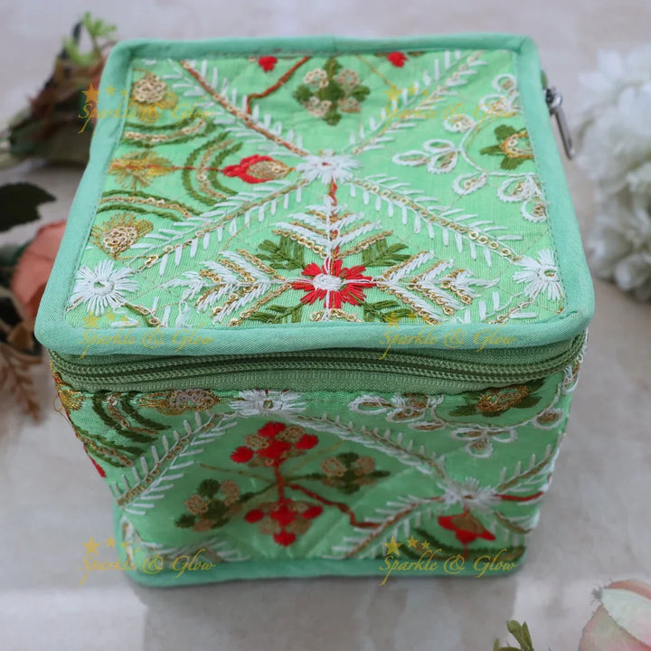 Elegant Embroidered Jewellery Organizer Box for Festivals
