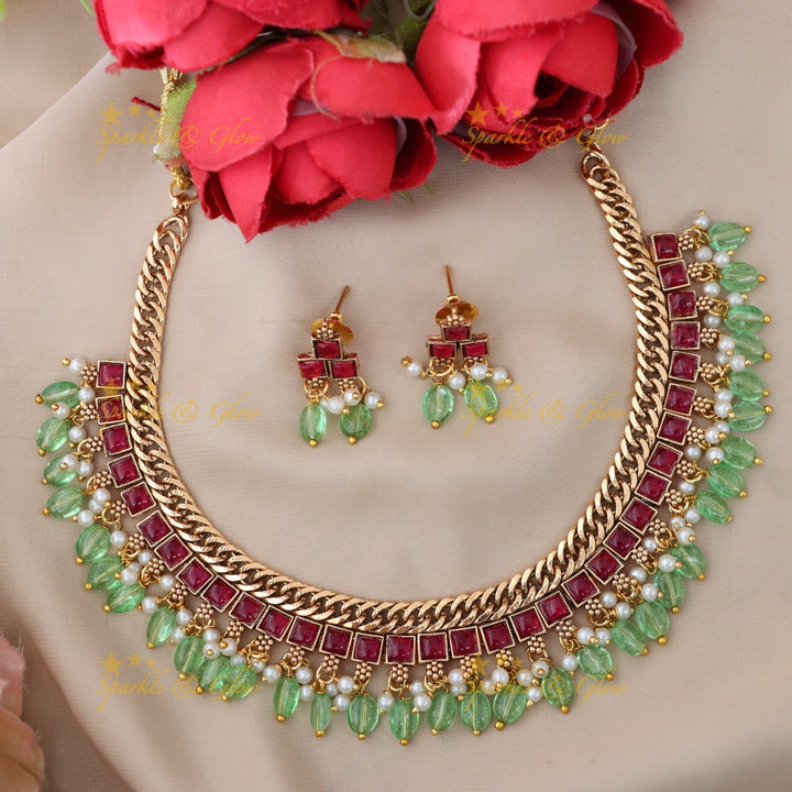 Exquisite Gold-Finish Necklace & Earrings Set