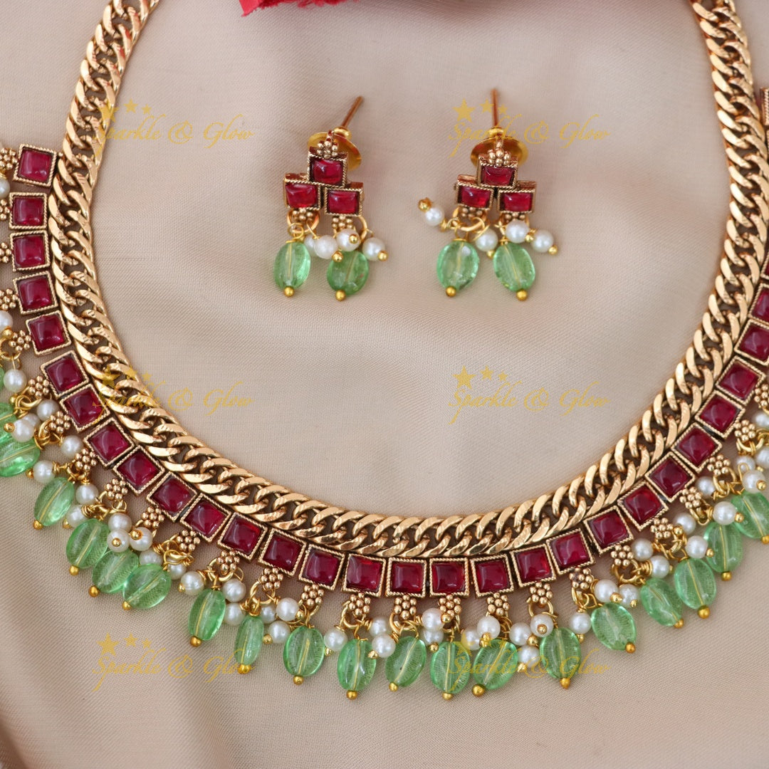 Exquisite Gold-Finish Necklace & Earrings Set