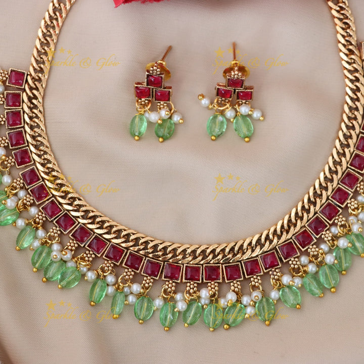 Exquisite Gold-Finish Necklace & Earrings Set