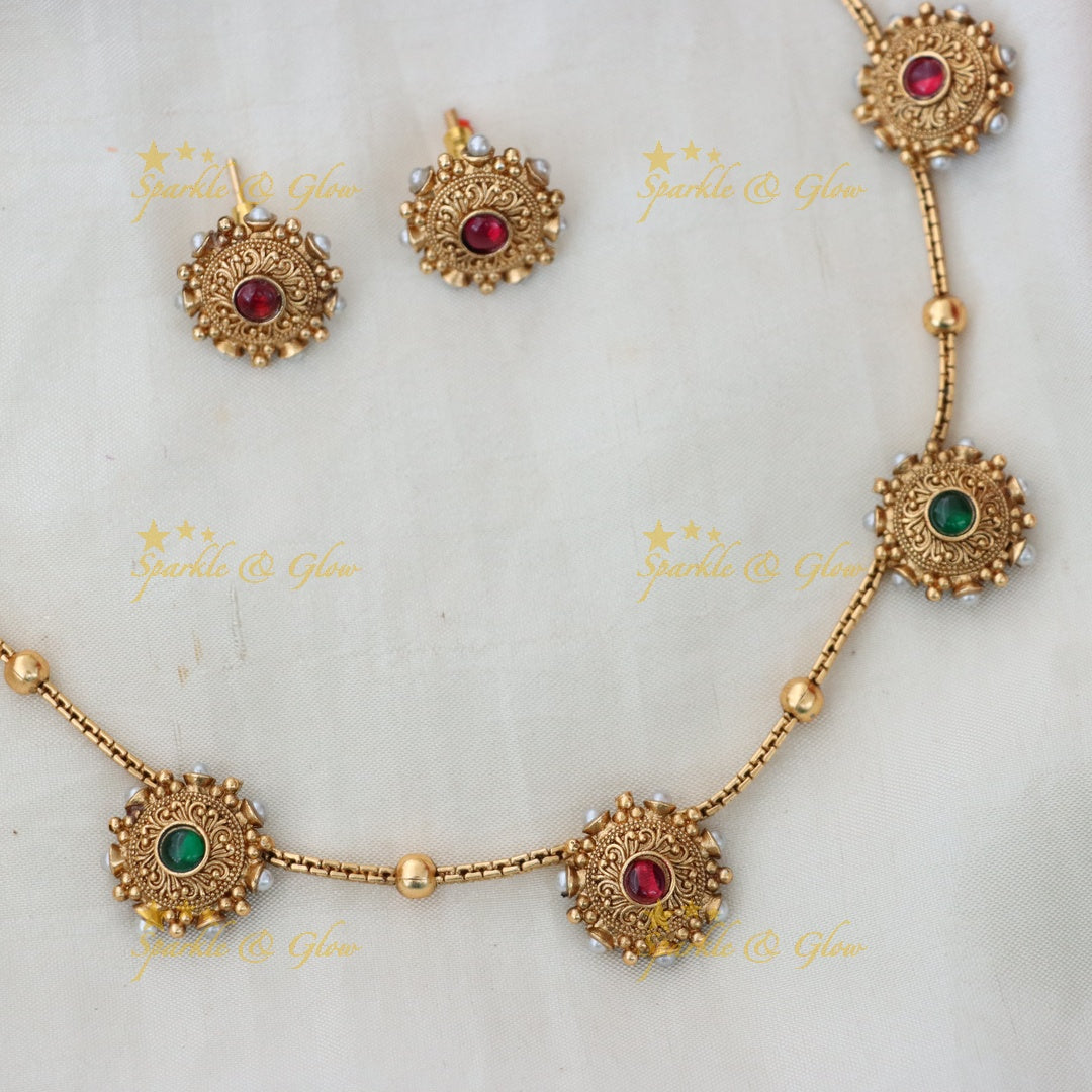 Elegant Gold-Alike Necklace & Earring Set – Wedding