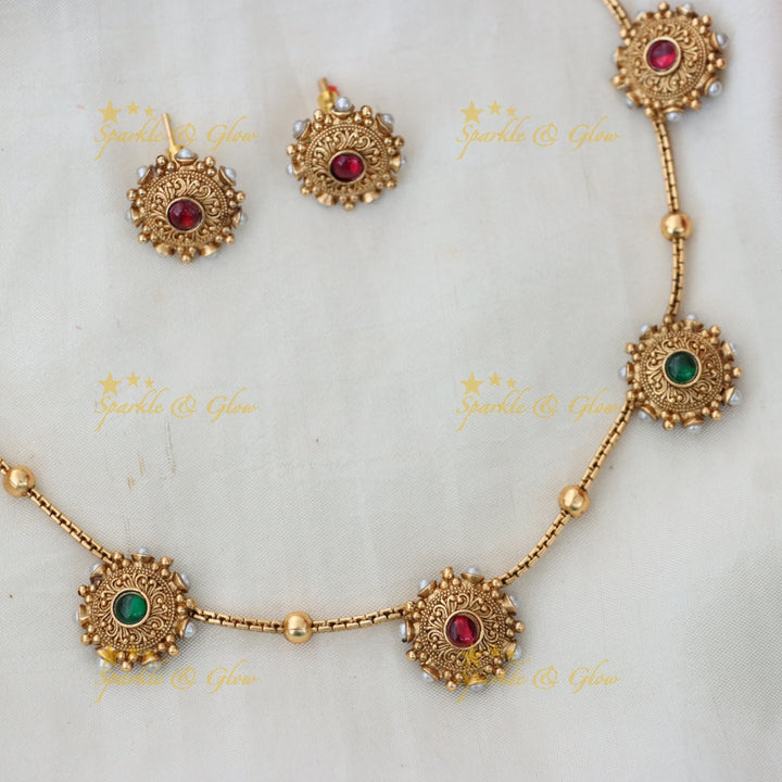 Elegant Gold-Alike Necklace & Earring Set – Wedding