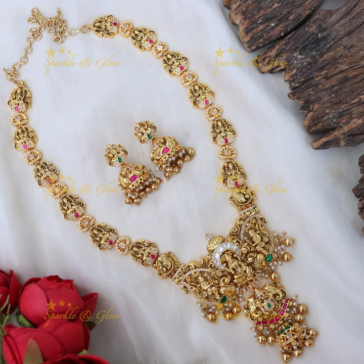 Exquisite Gold-Alike Temple Long Necklace Set