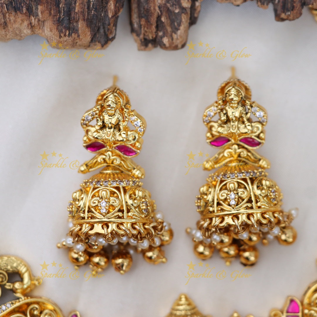 Exquisite Gold Plated Temple Necklace Set - Sparkle & Glow