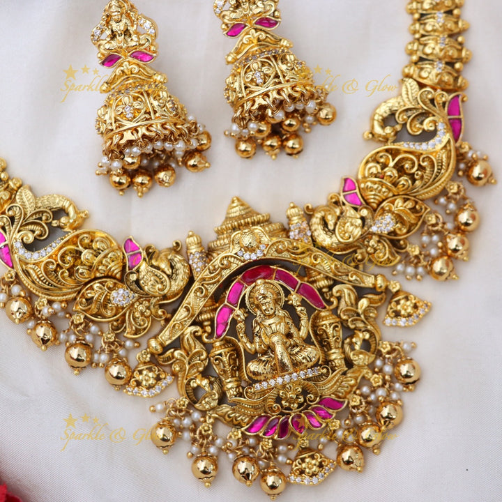 Exquisite Gold Plated Temple Necklace Set - Sparkle & Glow
