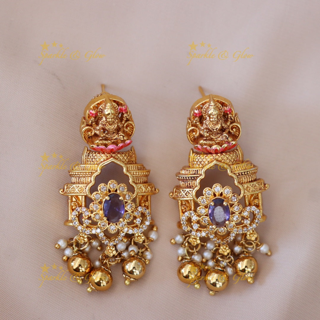 Exquisite Lakshmi & Peacock Pendant Set - Sparkle & Glow