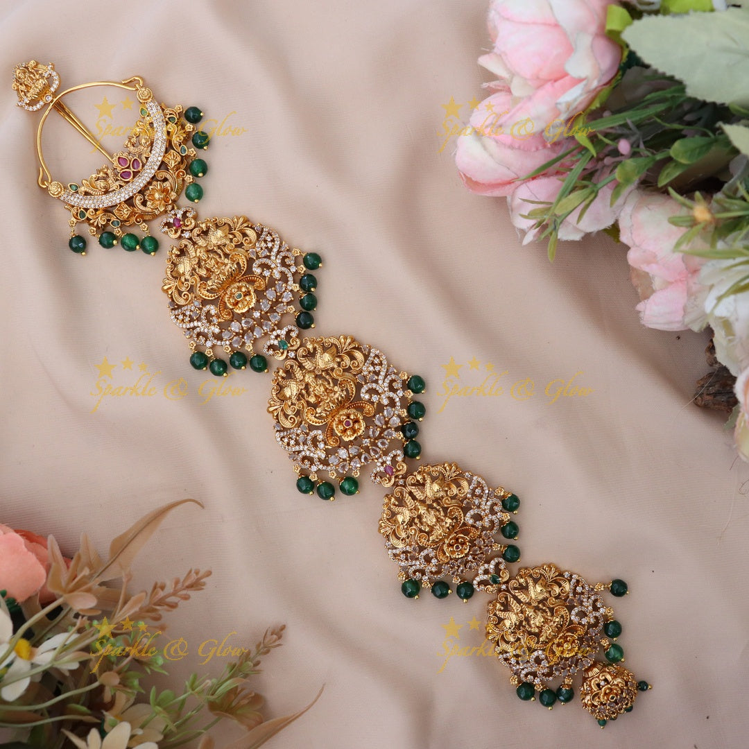 Exquisite Lakshmi Peacock Gold Hair Accessory