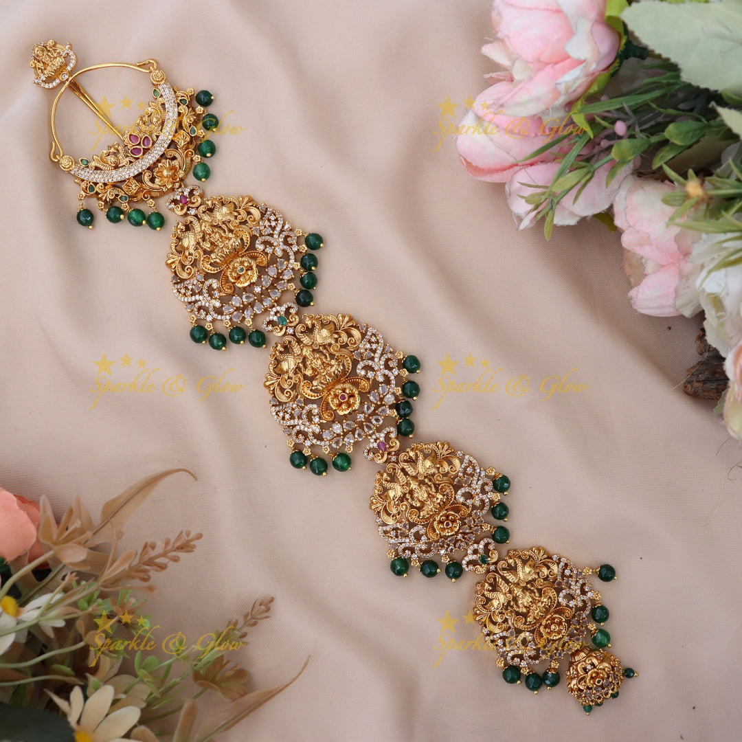 Exquisite Lakshmi Peacock Gold Hair Accessory