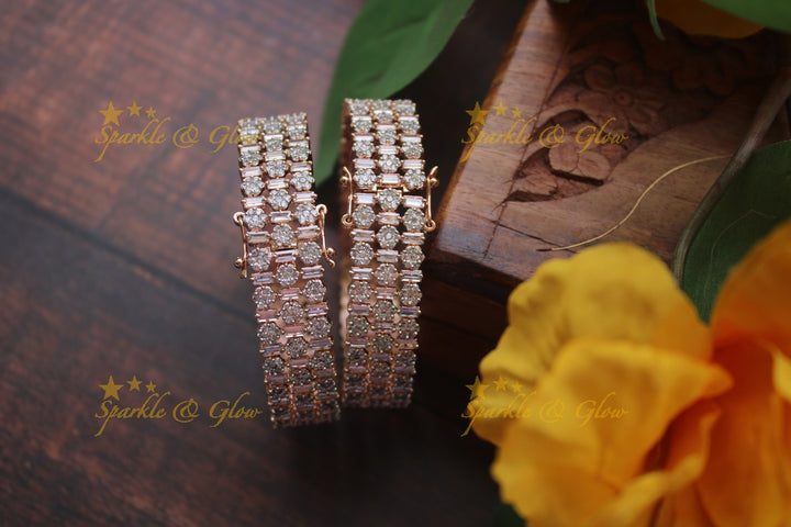 Rose Gold  AD stone bangles a pair   - 2.8