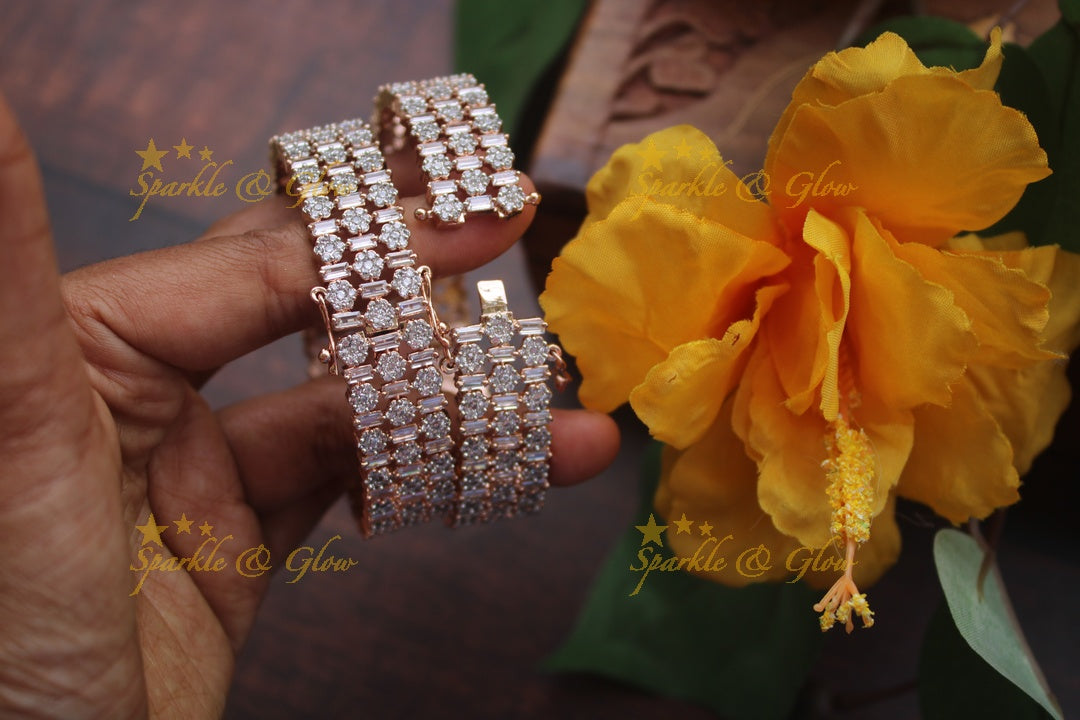 Rose Gold  AD stone bangles a pair   - 2.8