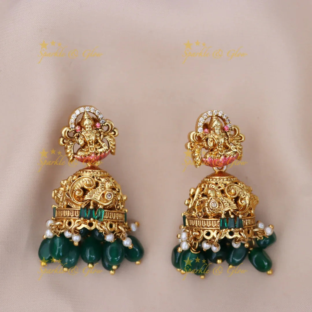 Exquisite Lakshmi Peacock Temple Necklace Set