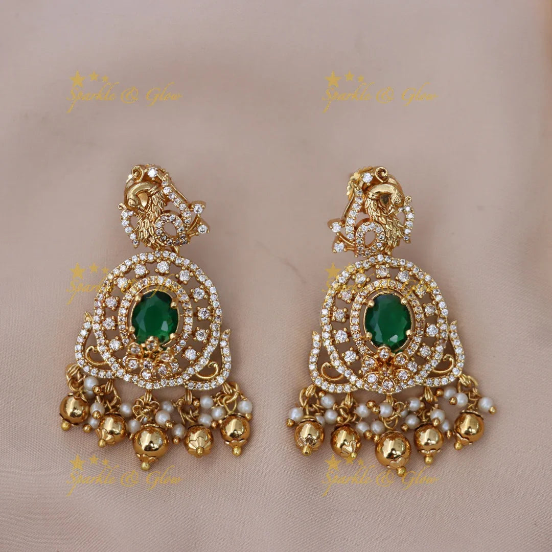 Elegant CZ Peacock Necklace for Weddings & Festivals