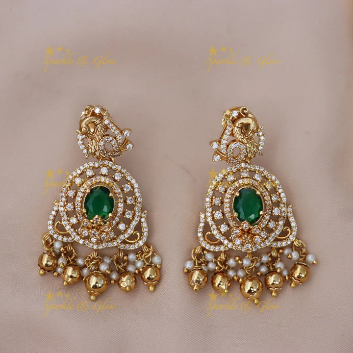 Elegant CZ Peacock Necklace for Weddings & Festivals