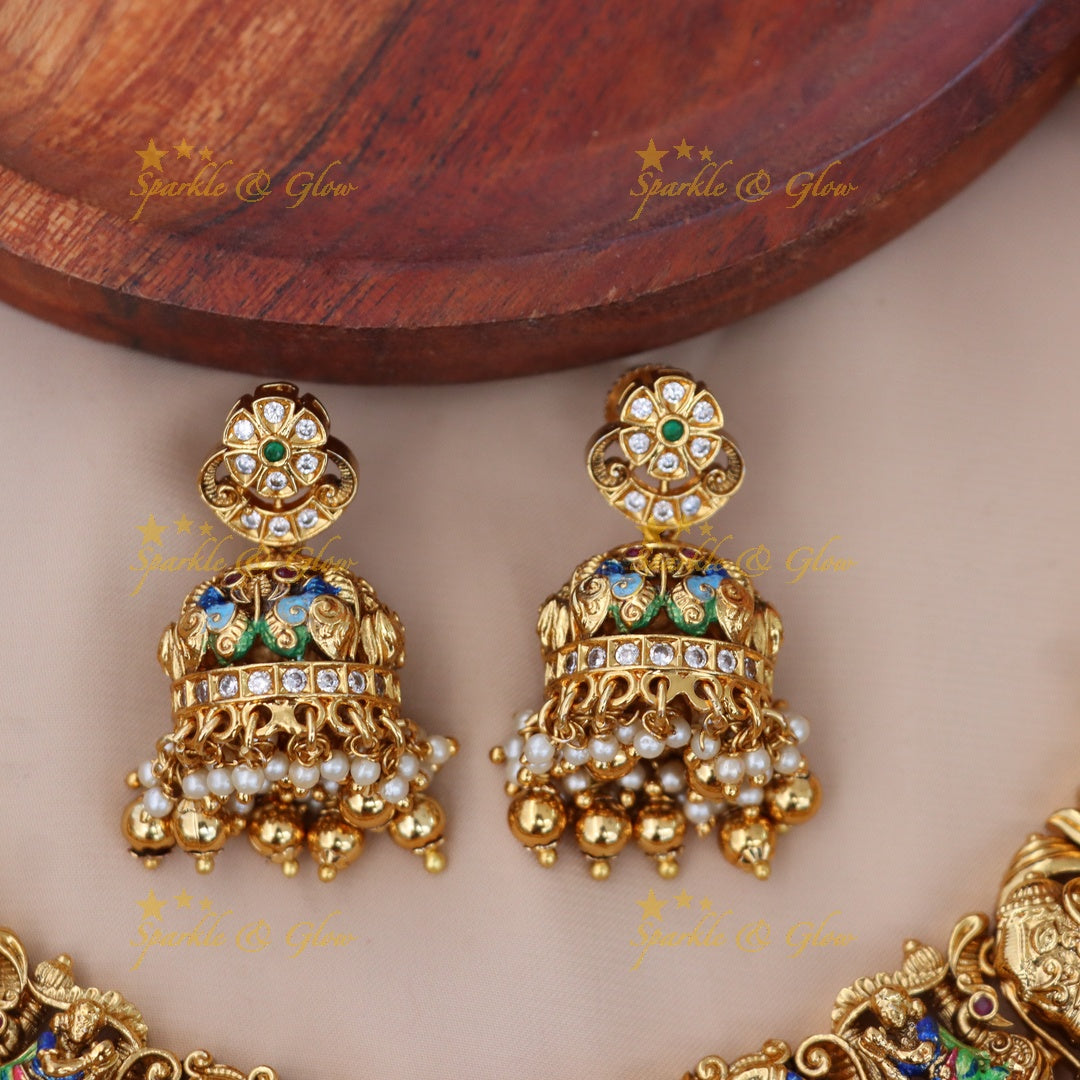 Exquisite Lakshmi Ganesh Bridal Necklace Set Online
