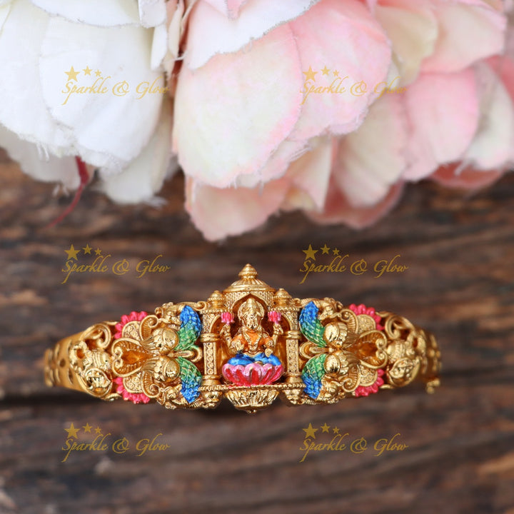 Exquisite Peacock Lakshmi Bracelet - Temple Jewelry Elegance