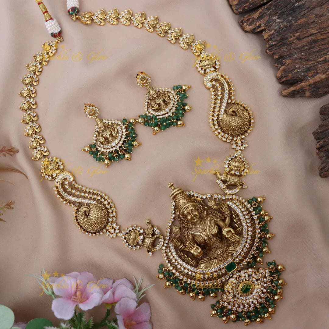 Elegant Peacock Goddess Necklace | Temple Jewelry