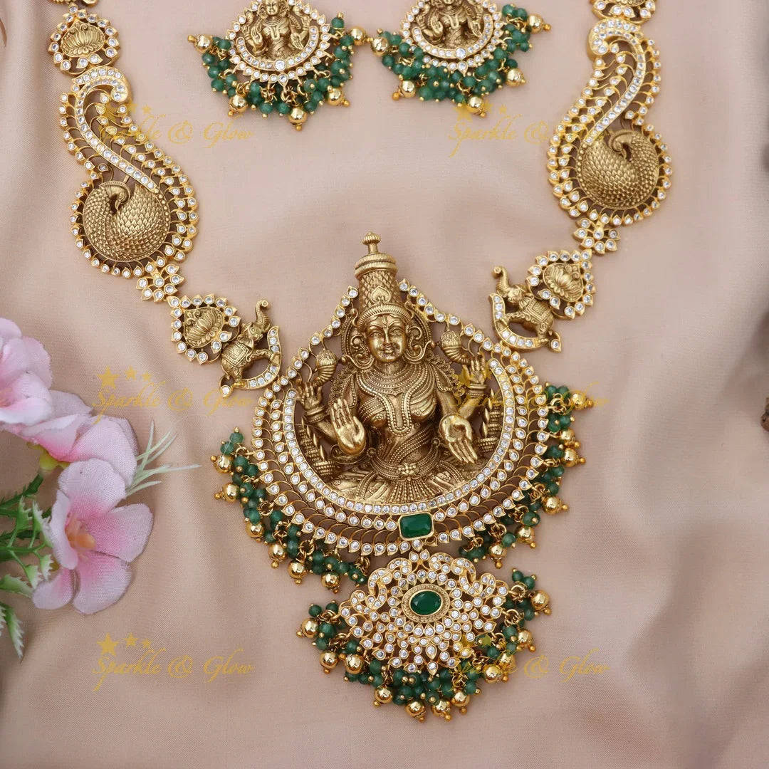 Elegant Peacock Goddess Necklace | Temple Jewelry