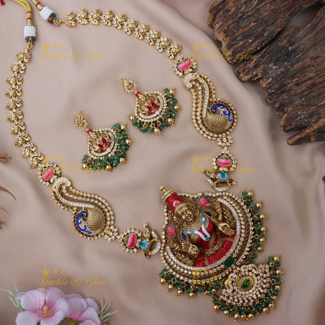 Elegant Peacock Goddess Necklace | Temple Jewelry