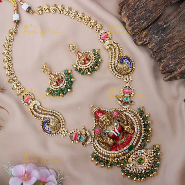Elegant Peacock Goddess Necklace | Temple Jewelry