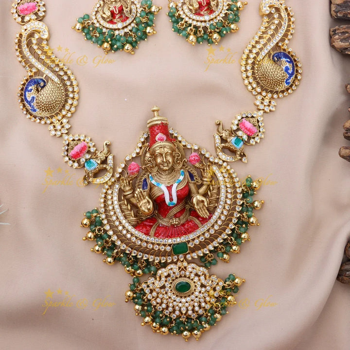 Elegant Peacock Goddess Necklace | Temple Jewelry