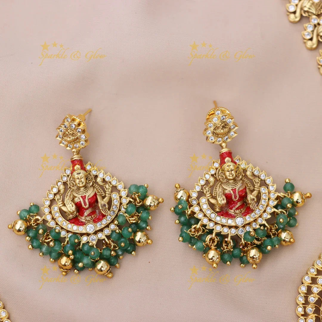 Elegant Peacock Goddess Necklace | Temple Jewelry
